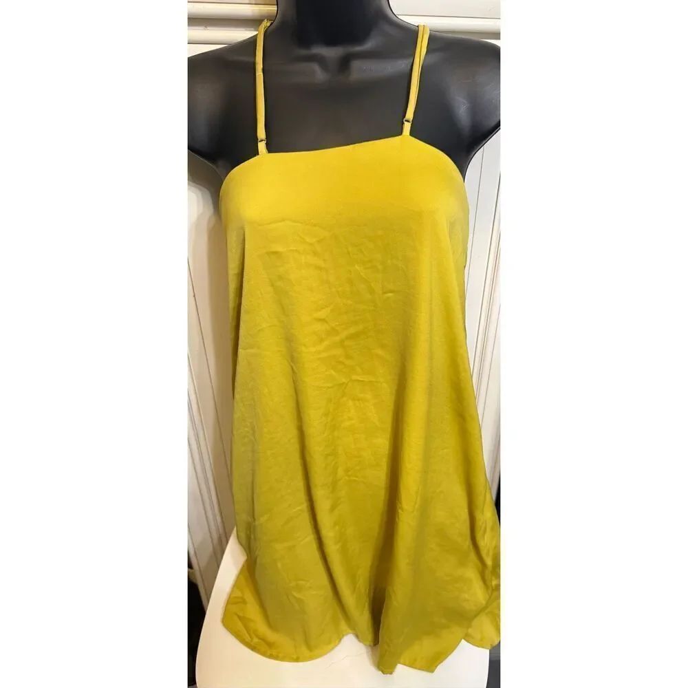 Forever 21 Contemporary Women's Halter Cross Back Cami Slip Dress Mustard Small